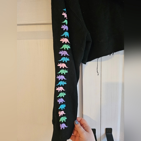 The Try Guys Tryceratops Line Crop Hoodie - Picture 2 of 5